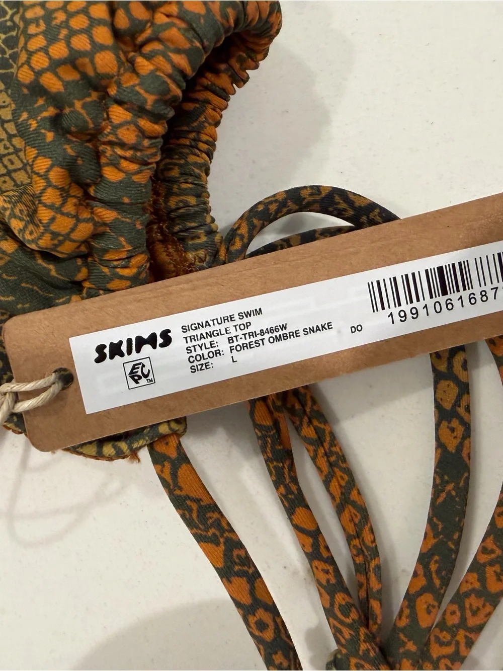 NWT SKIMS Forest ombré Snake triangle bikini top